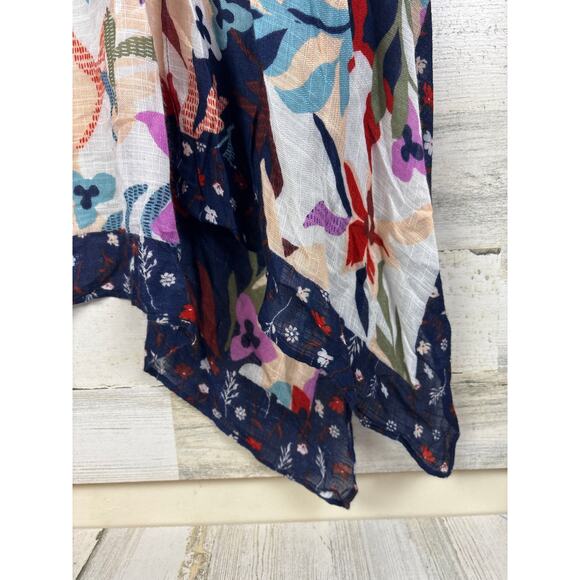 Cato Women’s One Size Navy Blue Floral Short Sleeve Kimono Lightweight Duster - Picture 4 of 5